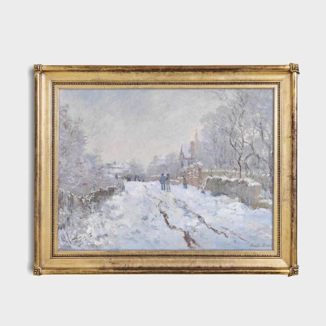 Claude Monet Snowy Village Road Impressionist Winter Scene Poster - Image 2