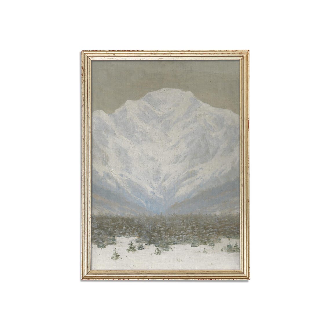 Vertical Snowy Mountain Peak over Pine Forest Winter Scene Poster - Image 3