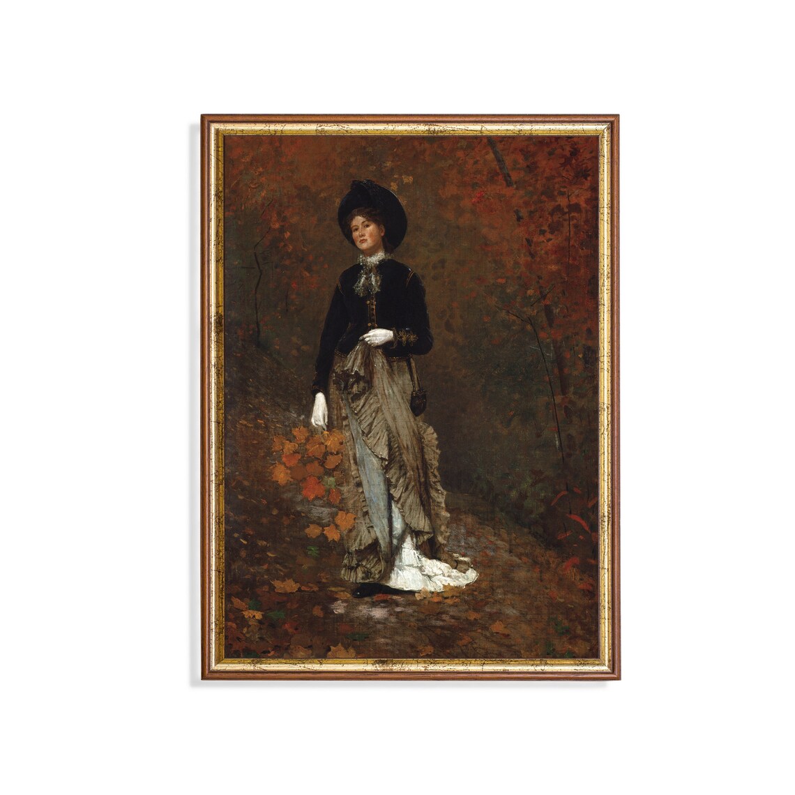 Vintage Woman Portrait Art Print, Rustic Autumn