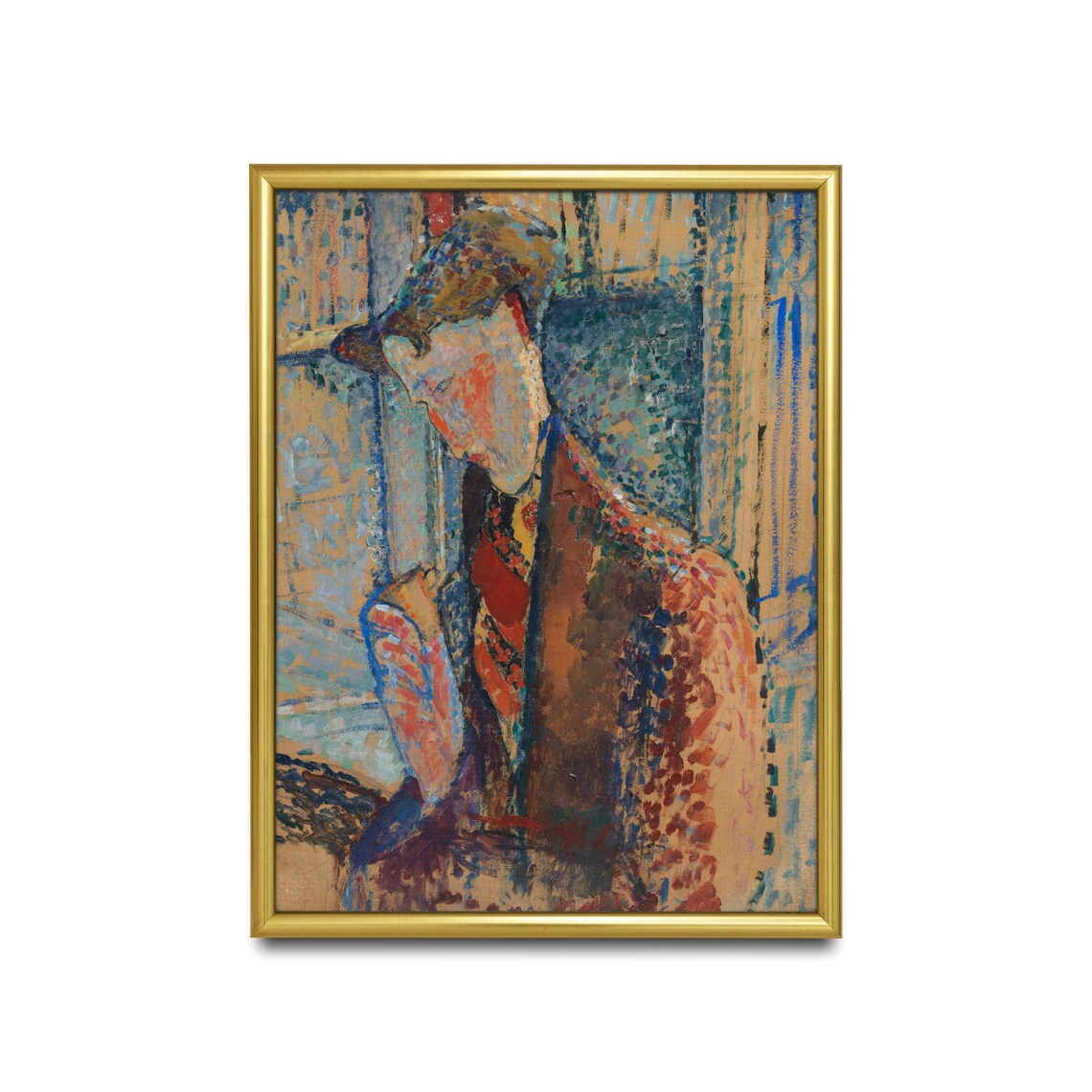 Pointillist Portrait of a Gentleman Wearing a Cap Vintage Poster - Image 4