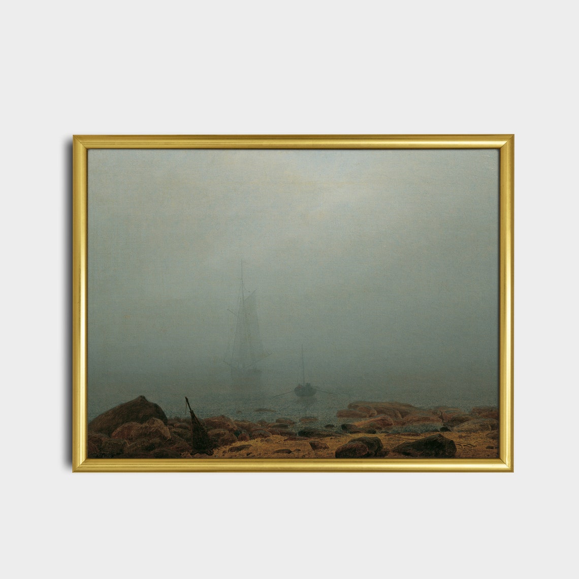 Tall Ship in Fog off a Rocky Shore Vintage Moody Seascape Poster - Image 5