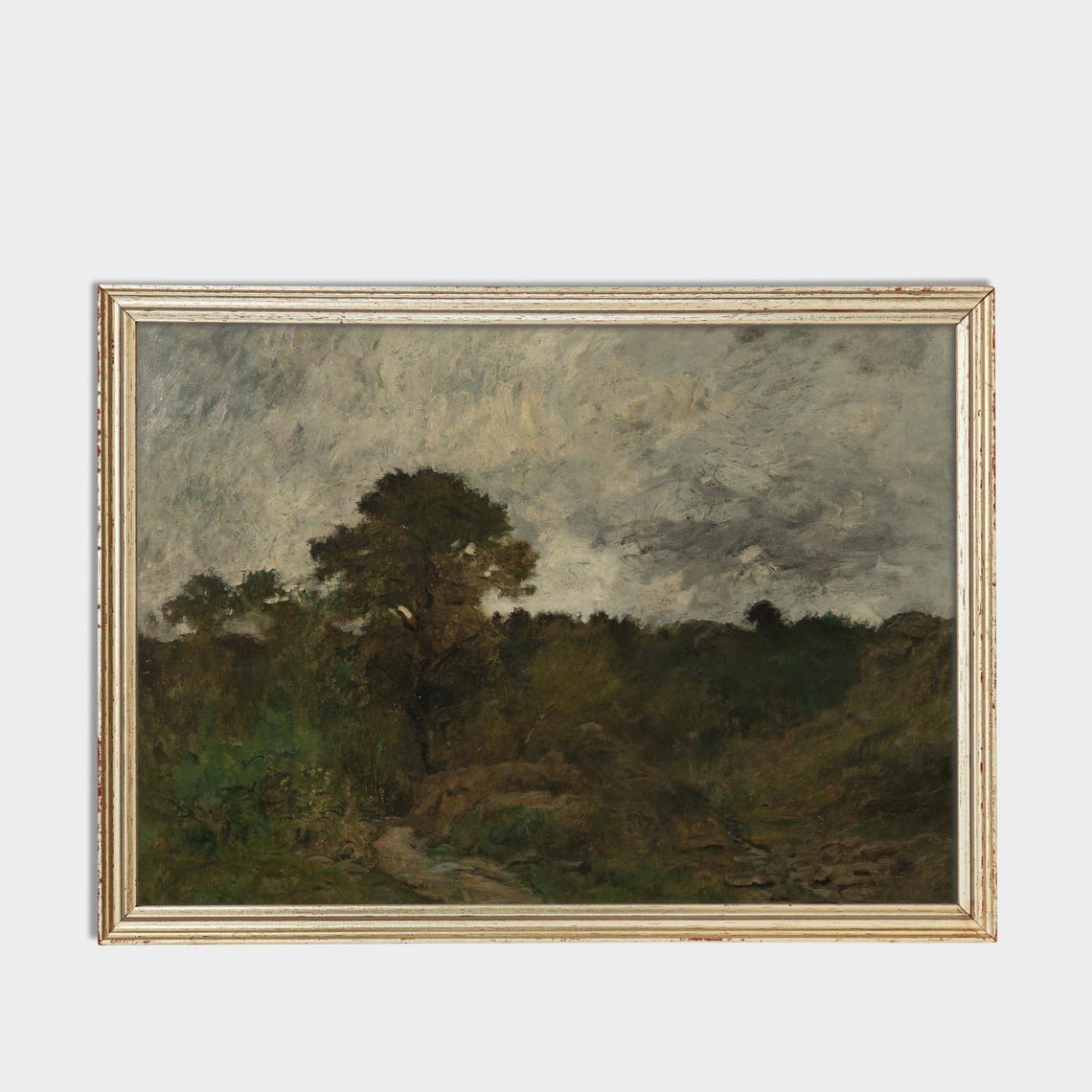 Dark Moody Forest Landscape Beneath an Overcast Gray Sky Poster - Image 3