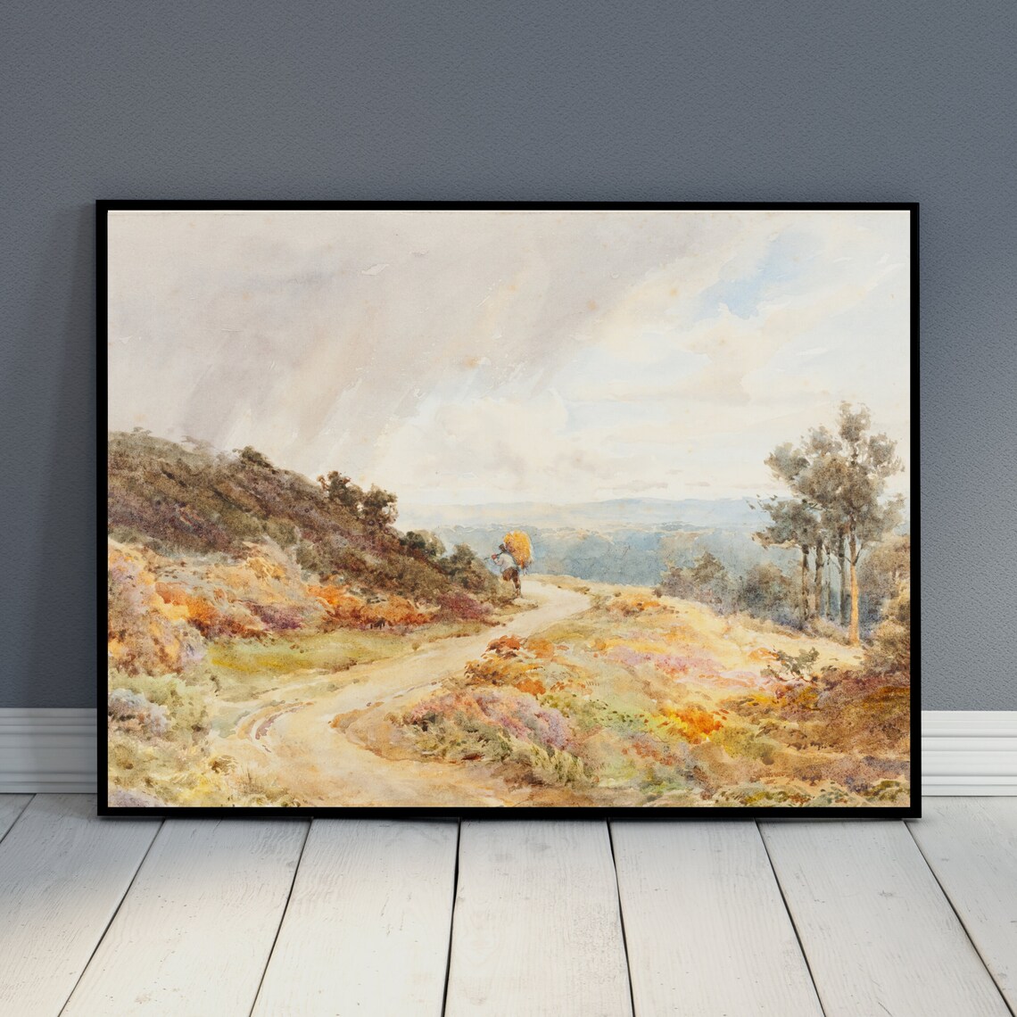 Winding Country Road Through Autumn Hillside Watercolor Poster - Image 3