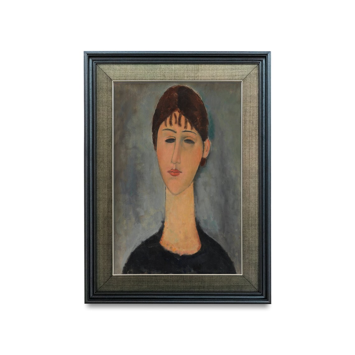 Woman with Elongated Neck and Bangs Modigliani Style Portrait Poster - Image 2