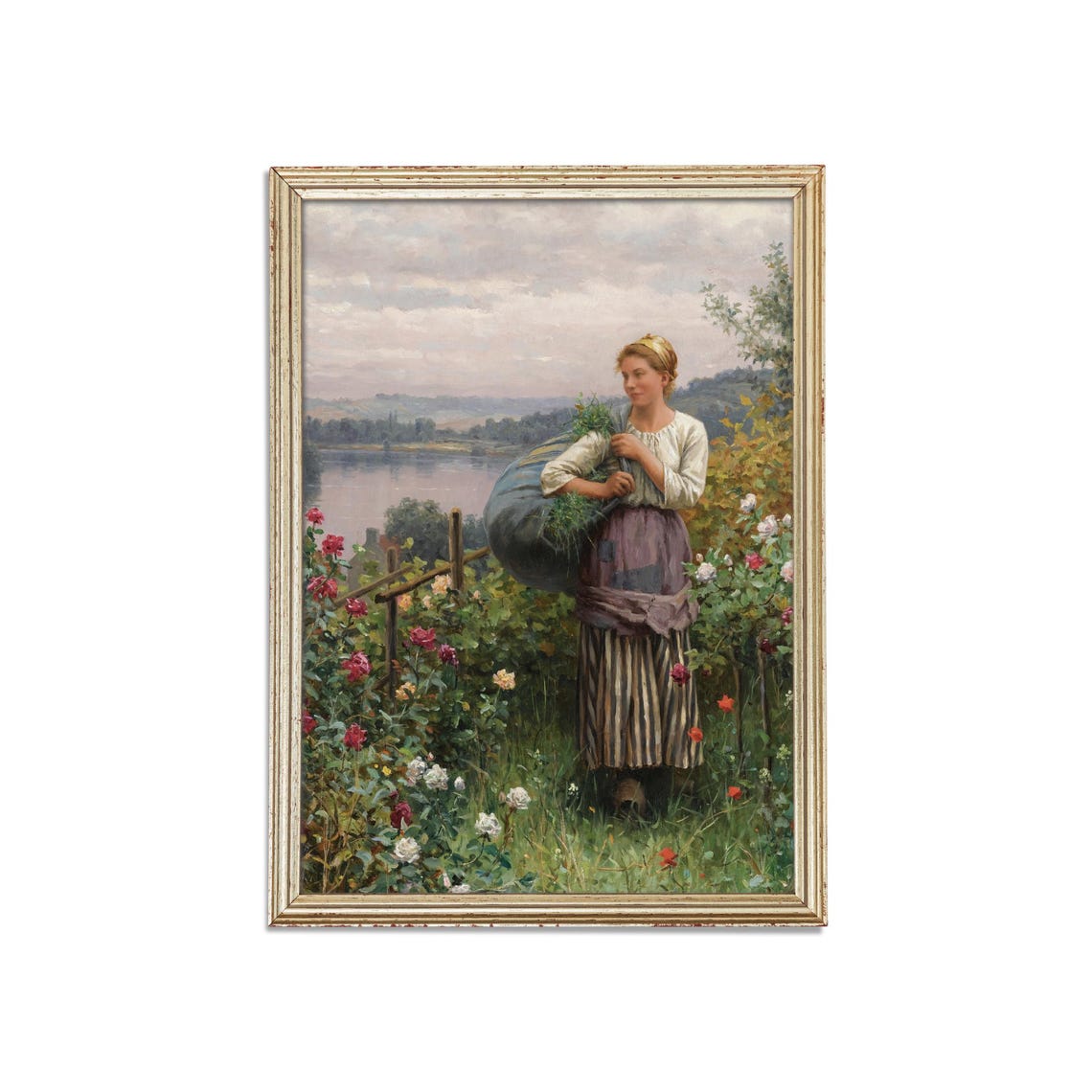 Printed And Shipped Woman In Rose Garden Vintage Portrait Painting Moody Rustic Oil Painting Victorian Female Art Physical Prints - Image 3