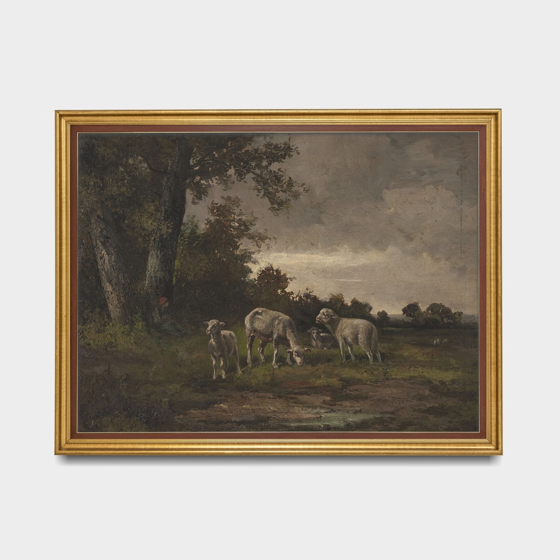 Sheep Grazing At The Dark Forest Edge Under A Heavy Sky Poster - Image 4
