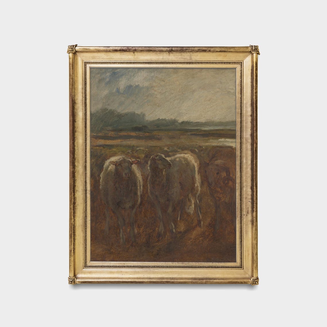 Sheep Walking Through a Muddy Field Vintage Pastoral Art Poster - Image 5