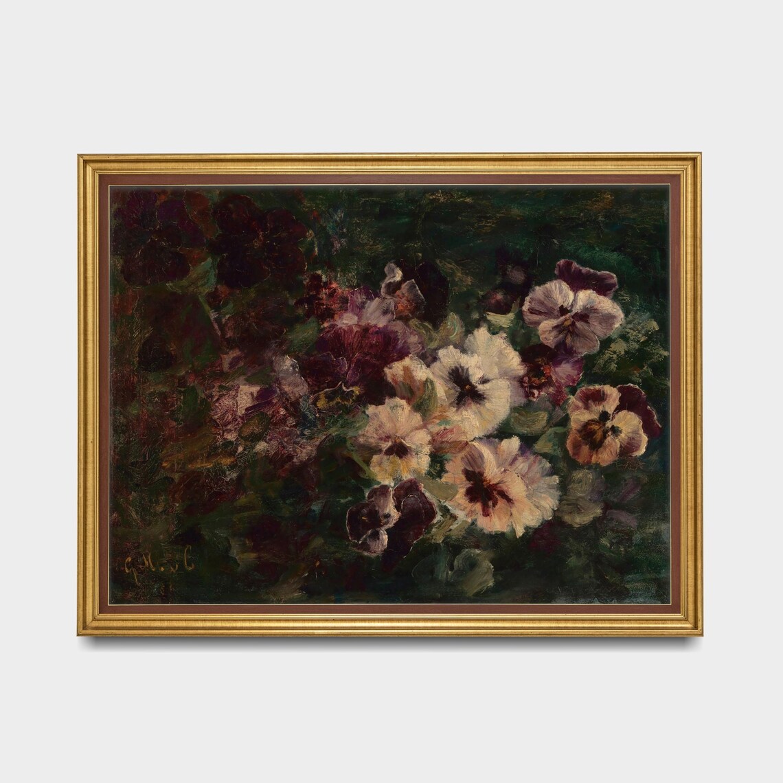 Vintage Pansies Still Life Art Print, Farmhouse Decor - Image 5
