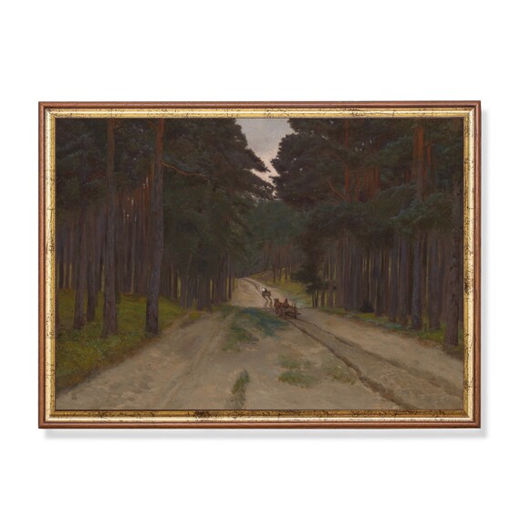 Printed And Shipped Vintage Landscape Painting Antique Tree Forest Wooded Landscape Fine Print Farmhouse Decor Mailed Print