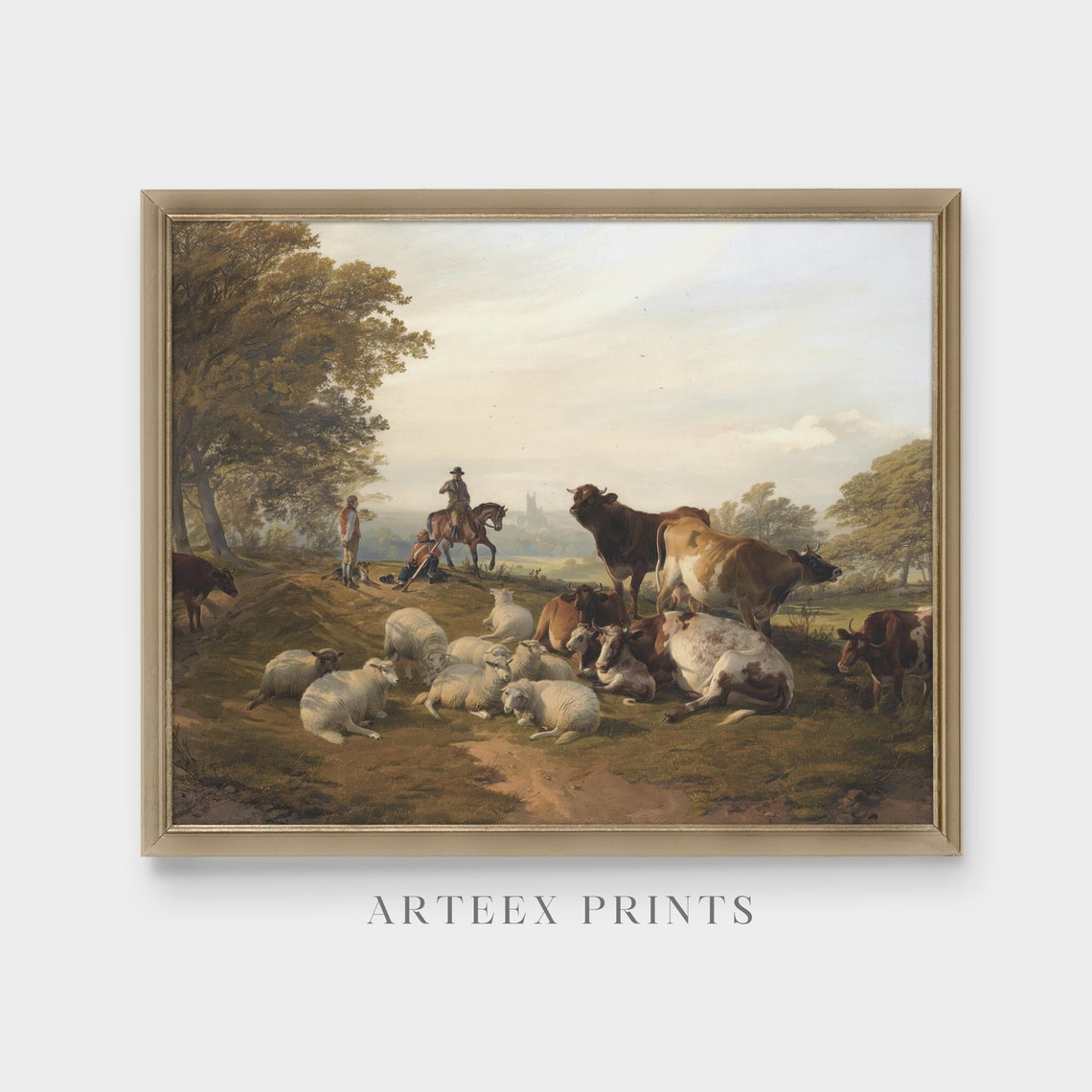 Printed And Shipped Vintage Country Landscape Antique Cows Painting Farmhouse Decor Oil Painting Print Fine Art Physical Prints - Image 3