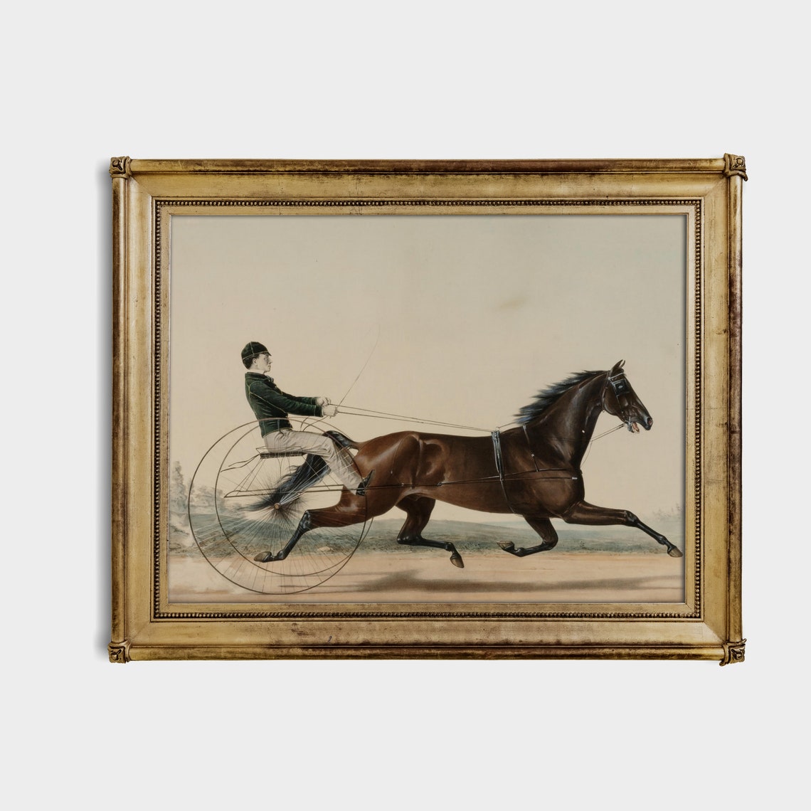 Trotting Racehorse Pulling a Sulky Antique Harness Racing Poster - Image 4