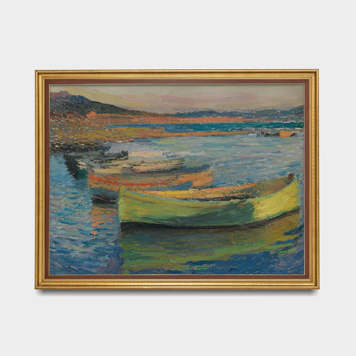 Colorful Fishing Boats Harbor Impressionist Nautical Art Poster - Image 4