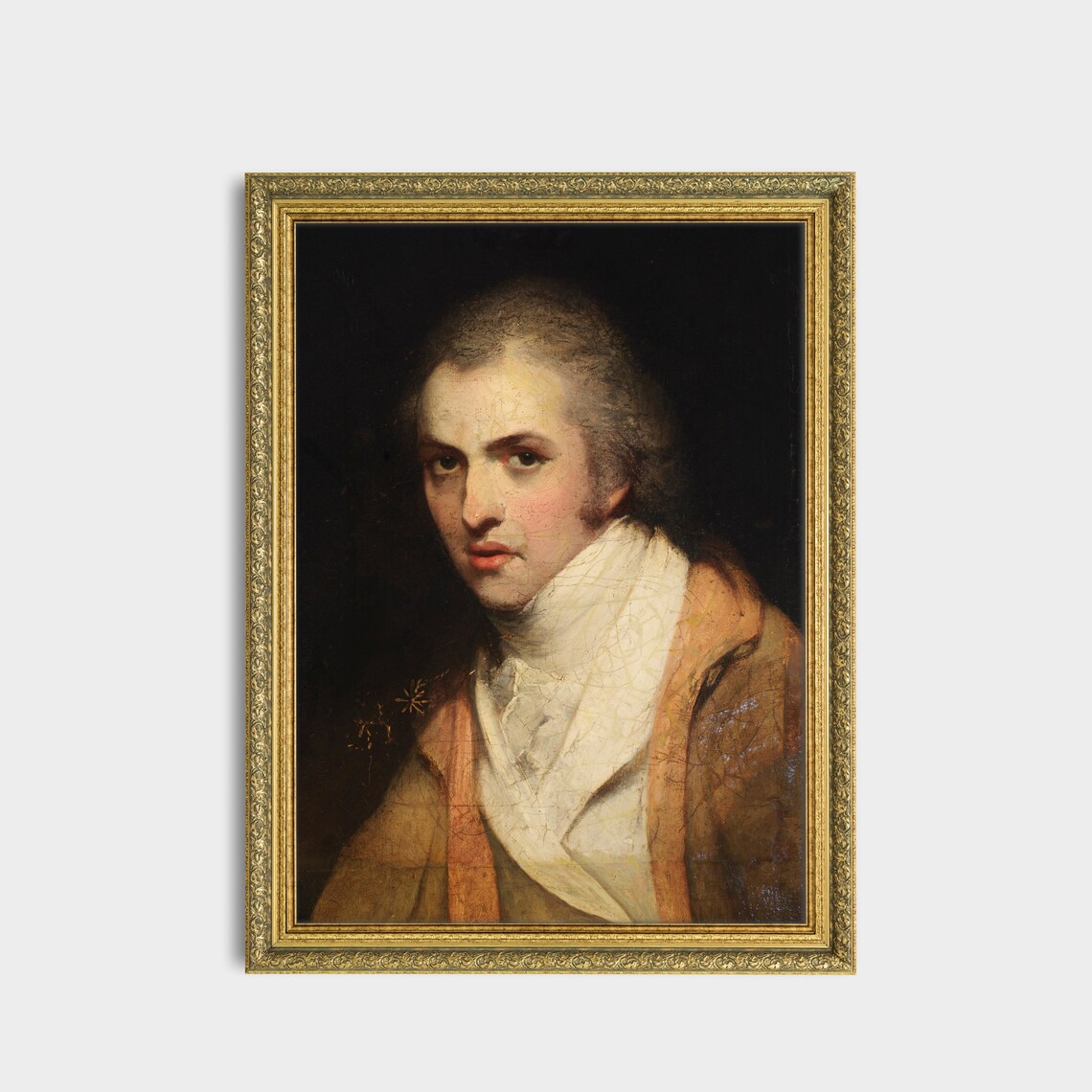 Vintage Young Gentleman Portrait White Cravat Antique Man Wall Art - Image 2