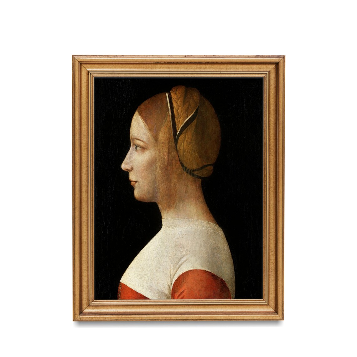 Renaissance Italian Profile Portrait of a Young Woman in Red Vintage Poster - Image 2