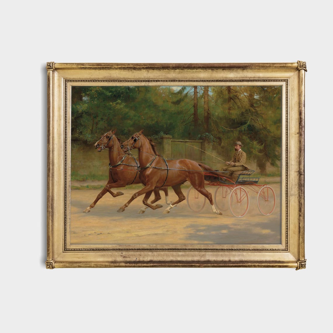 Printed And Shipped Vintage Horse Painting Antique Horse Carriage Print Rustic Art Oil Painting Print Man Driving A Carriage - Image 4