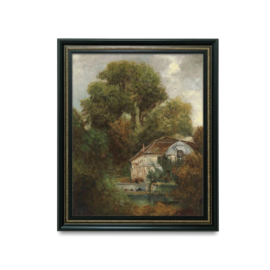 Vintage Countryside Cottage Lush Trees Rustic Landscape Poster - Image 3