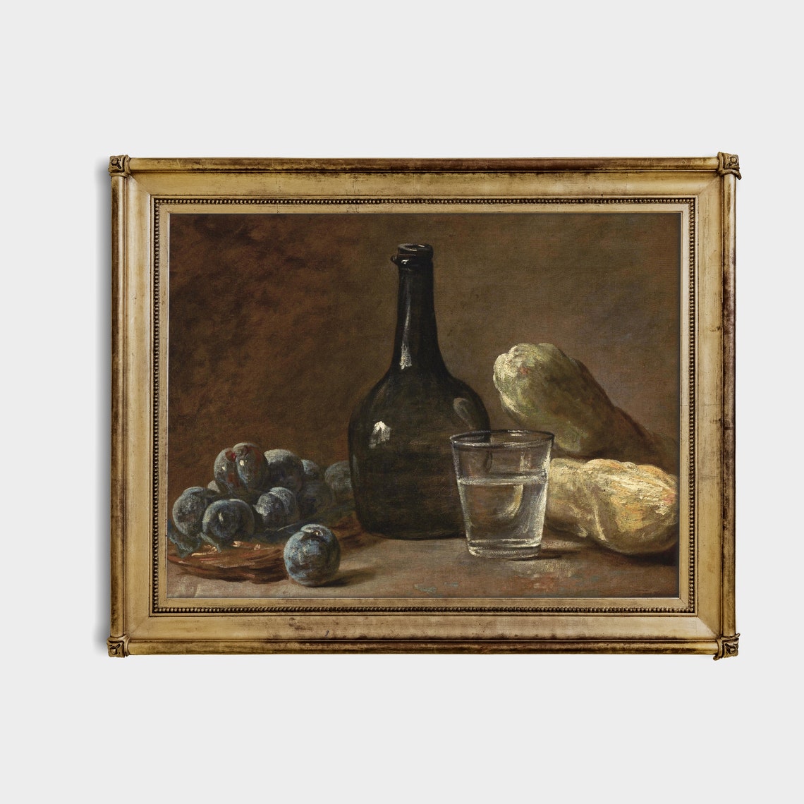 Vintage Still Life With Plums Antique Fruits Painting Rustic Moody Kitchen Decor Instant Wall Art Fine Print - Image 4