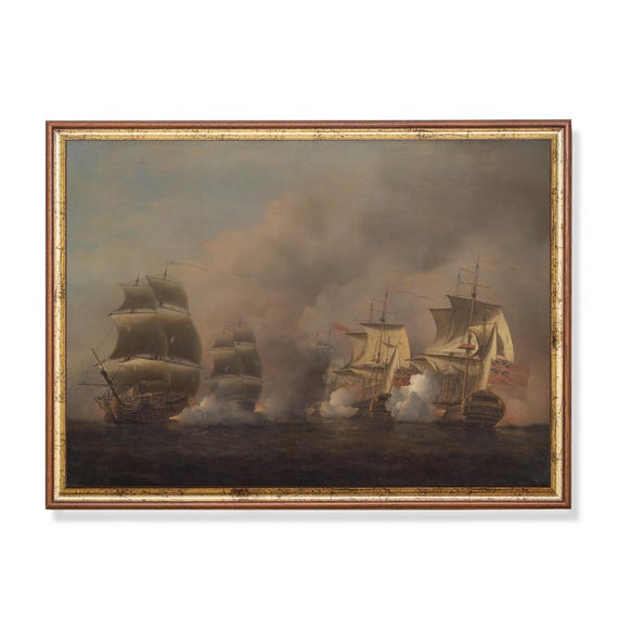 Printed And Shipped Vintage Sailing Ship Painting Antique Seascape Print Moody Rustic Ocean Beach Nautical Decor Physical Prints