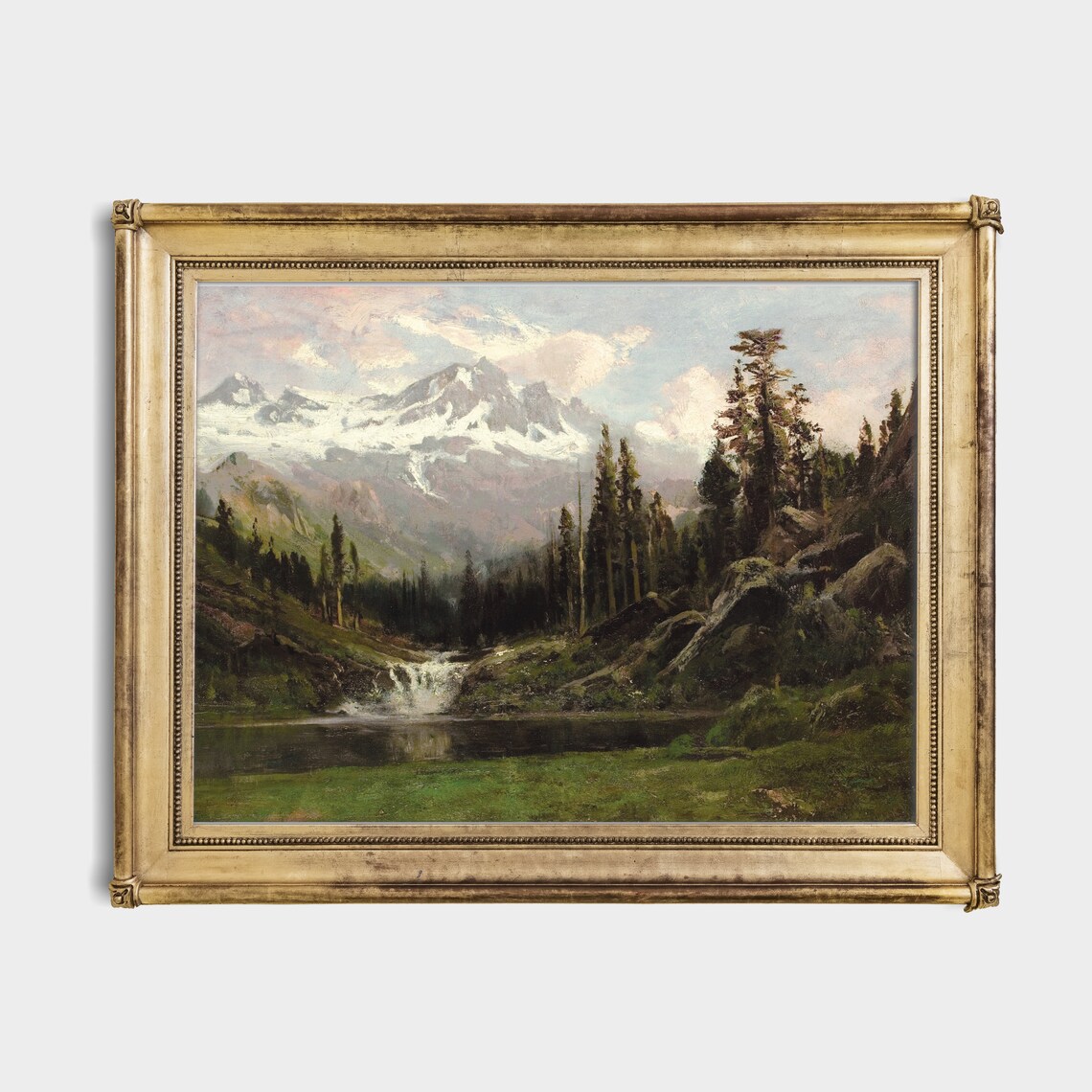 Vintage Mountain Painting, Rustic Landscape Art Print - Image 2