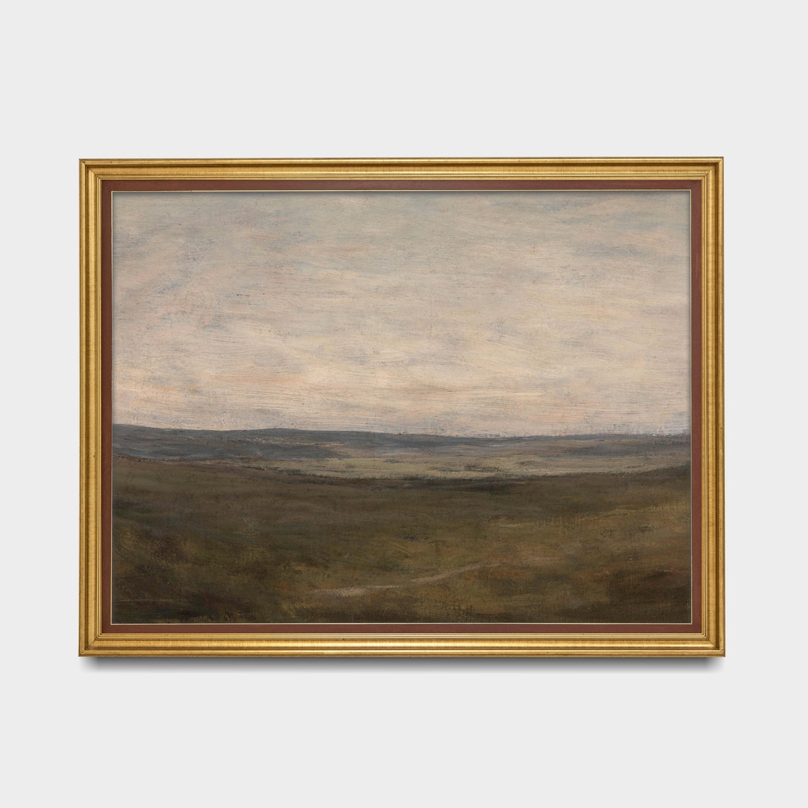 Muted Heather Moor Vintage Minimalist Landscape Painting Poster - Image 3