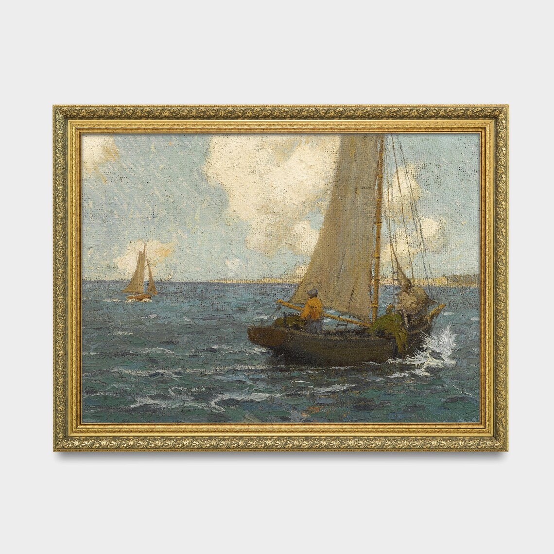 Fishing Sailboat Open Sea Fisherman Vintage Nautical Seascape Poster - Image 2