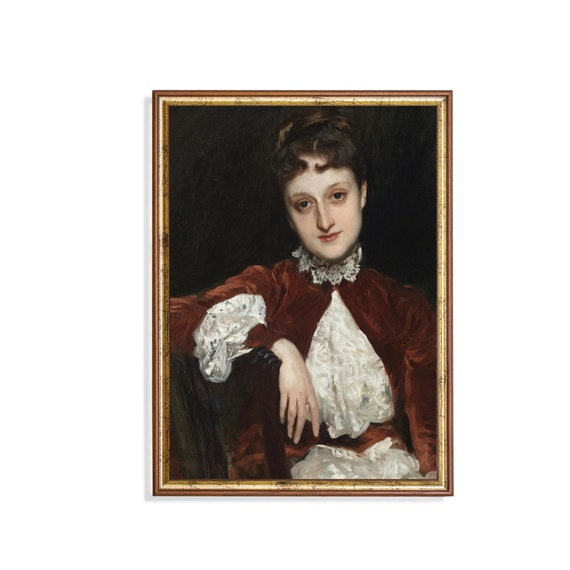 Print And Ship Vintage Portrait Painting Antique Woman Portrait Moody Rustic Print 19th Century Fine Art Mailed Print