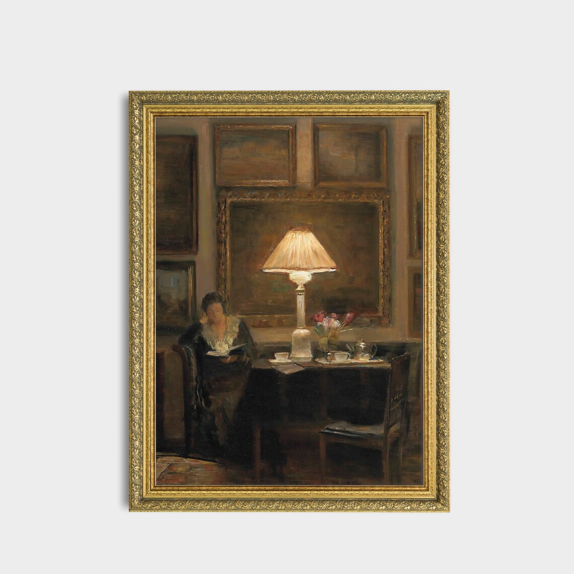 Woman Reading Book Vintage Portrait Art Print - Image 3