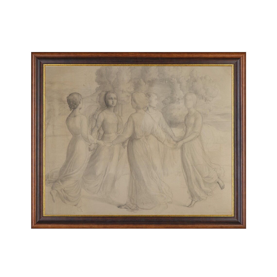 The Round Dance Antique Sketch of Women Dancing in a Circle Poster - Image 5