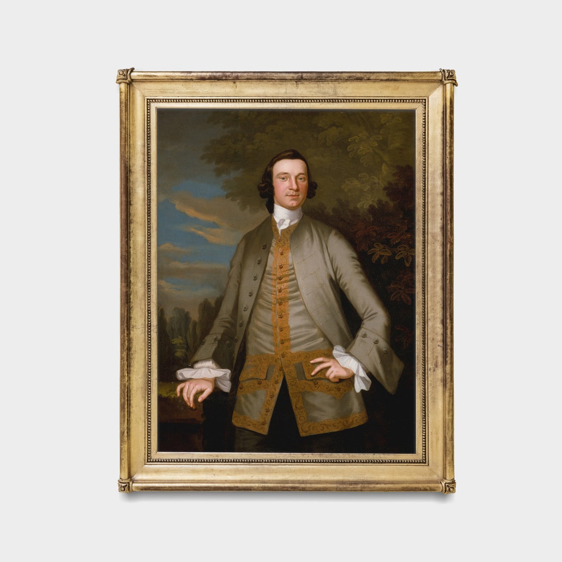 Grand 18th Century Gentleman in Gray and Gold Brocade Coat Poster - Image 3