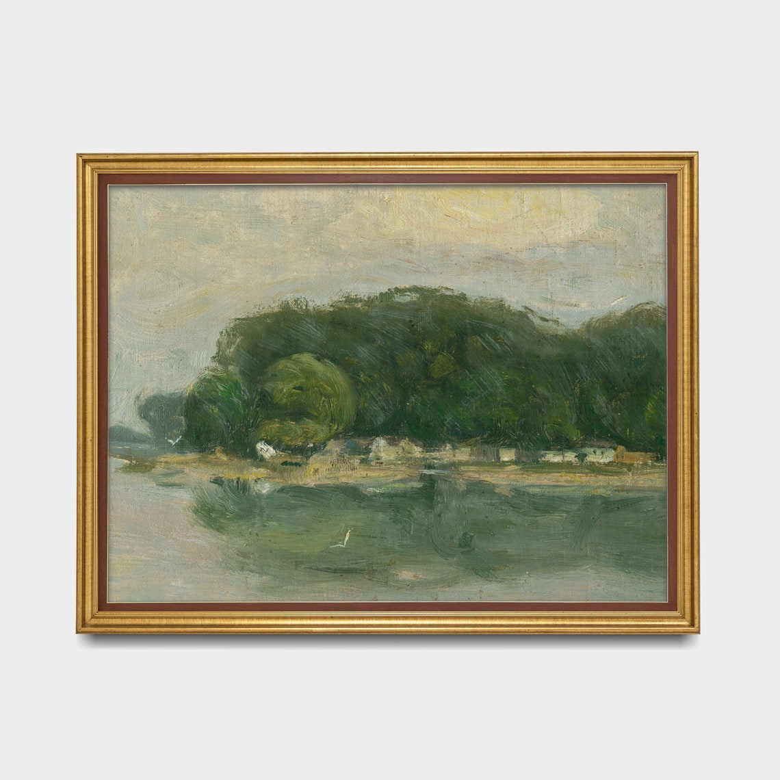 Wooded Riverbank Reflected In Calm Water Soft Impressionist Poster - Image 5