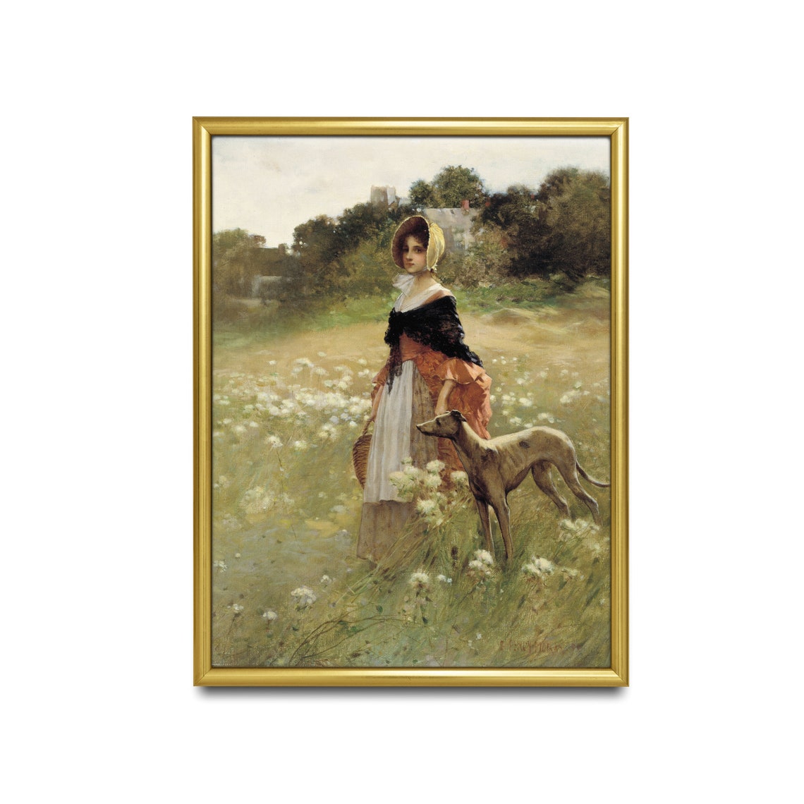 Vintage Girl Portrait Antique Girl With Dog Print Oil Painting Instant Wall Art Girls Room Decor Fine Art - Image 5