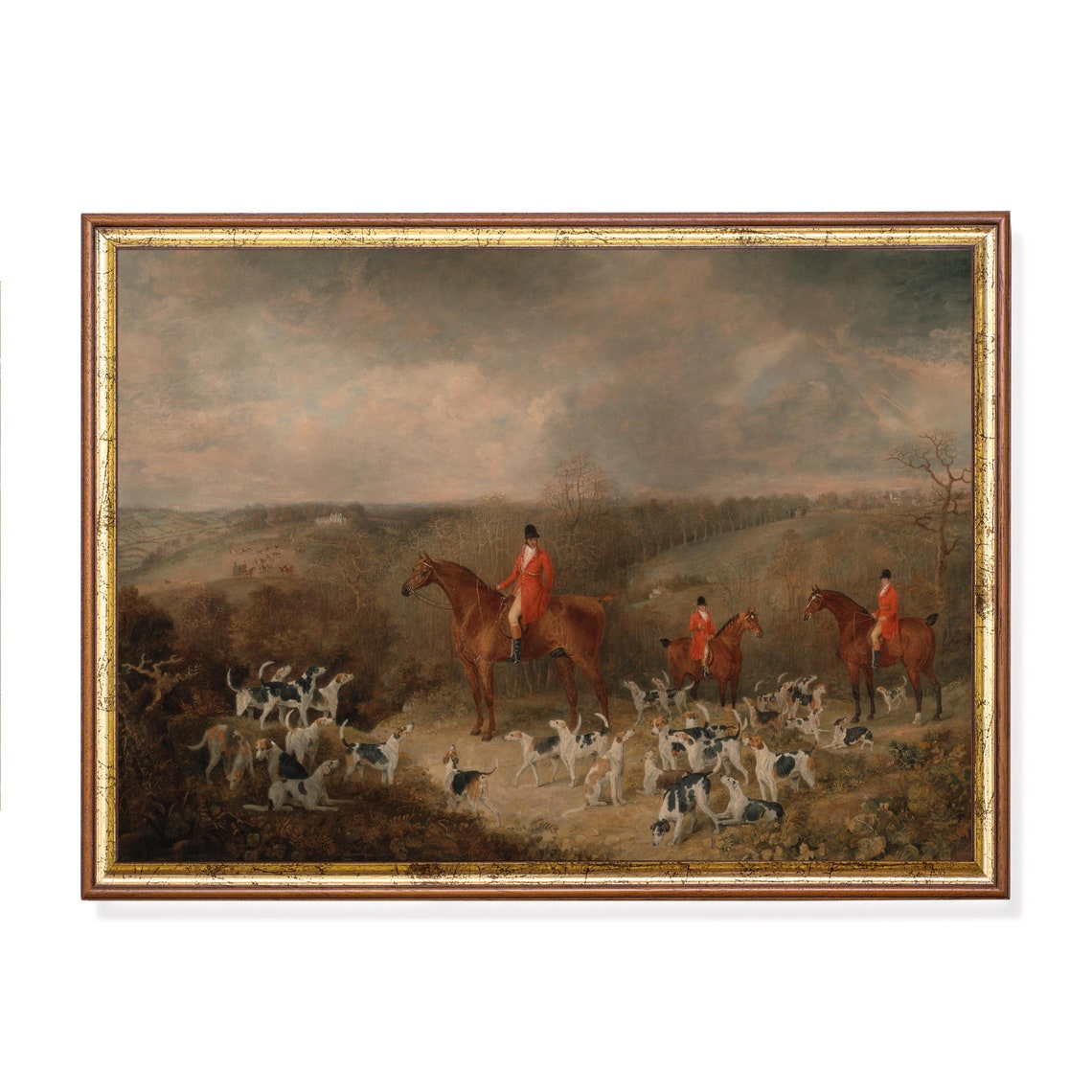 Classic English Fox Hunt Riders and Hounds Countryside Poster