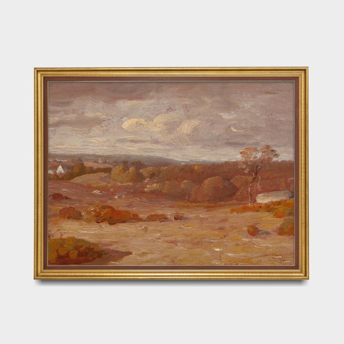 Autumn Countryside With Golden Fields and Trees Antique Poster - Image 5
