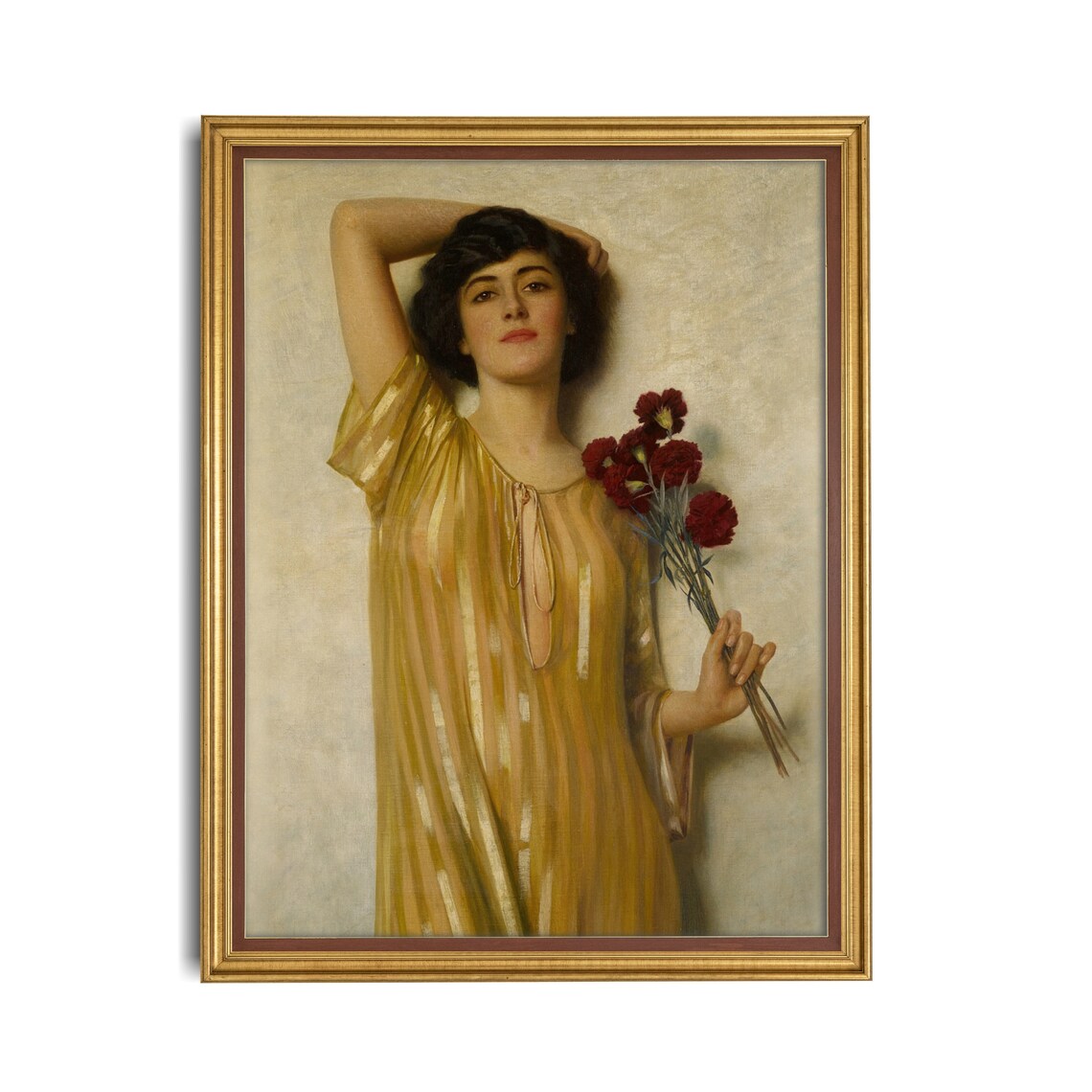 Vintage Lady in Yellow Portrait, Rustic 18th Century Art Print - Image 2