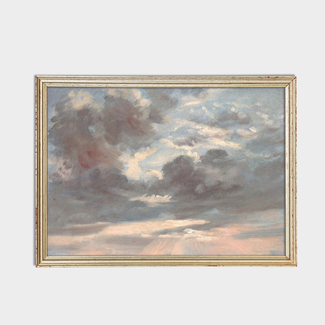 Brooding Storm Clouds with Pink Evening Light Sky Study Poster - Image 2
