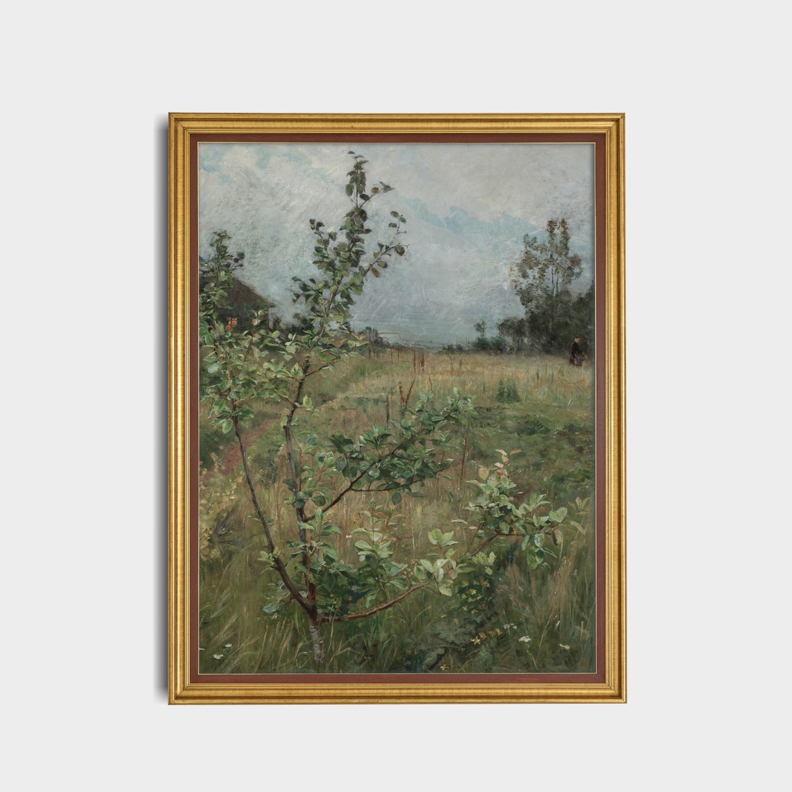 Young Saplings in a Green Spring Meadow Vintage Landscape Poster - Image 3