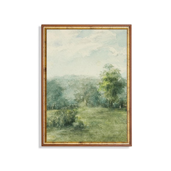 Vintage Forest Landscape Watercolor Art Print