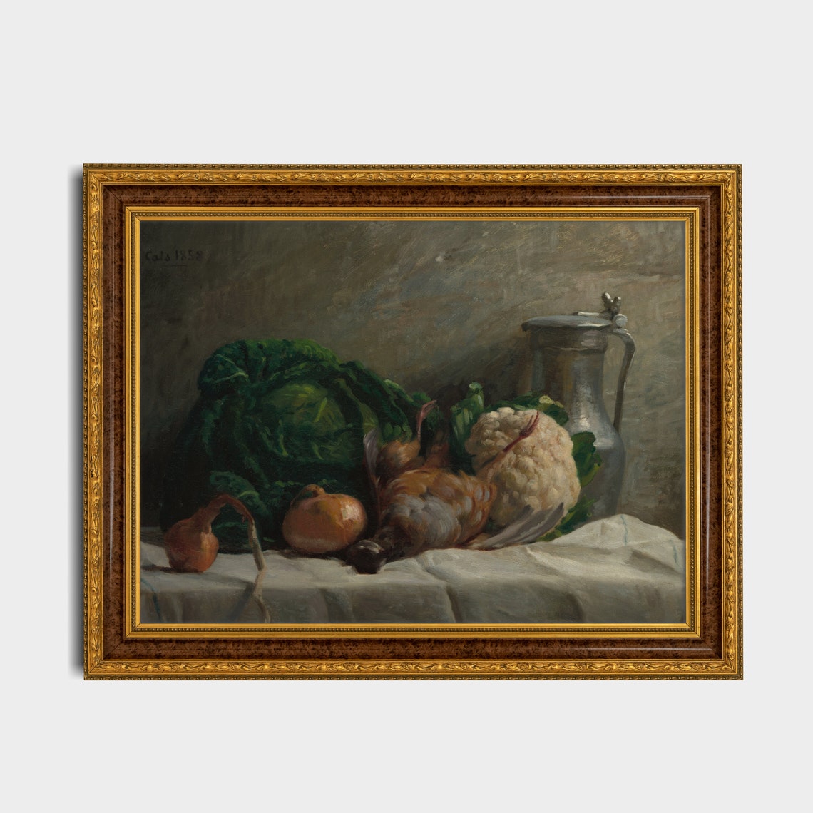 Cabbage Cauliflower and Game Bird Vintage Kitchen Still Life Poster - Image 2