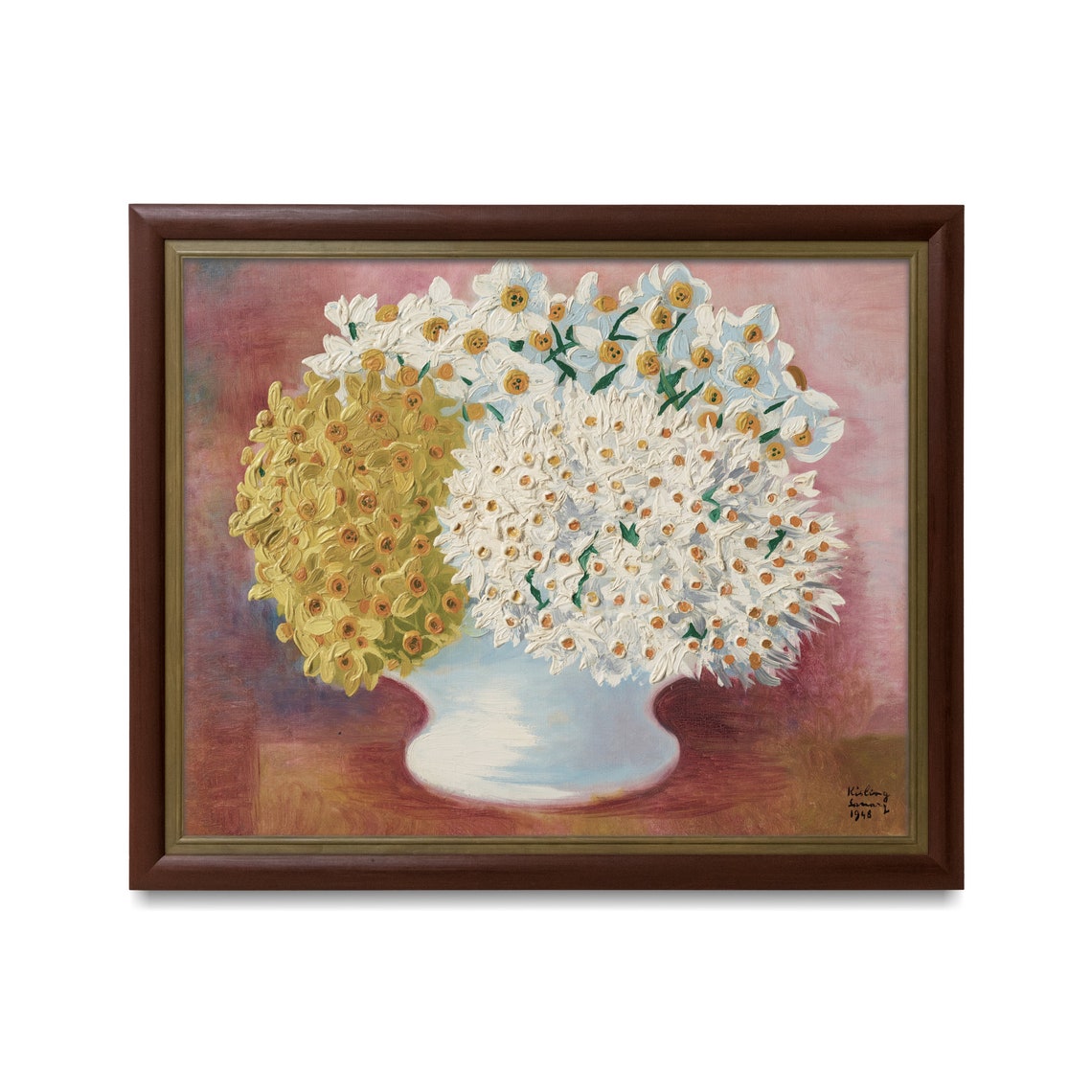 Kisling Daffodils Bouquet in a White Vase 1948 Still Life Poster - Image 3