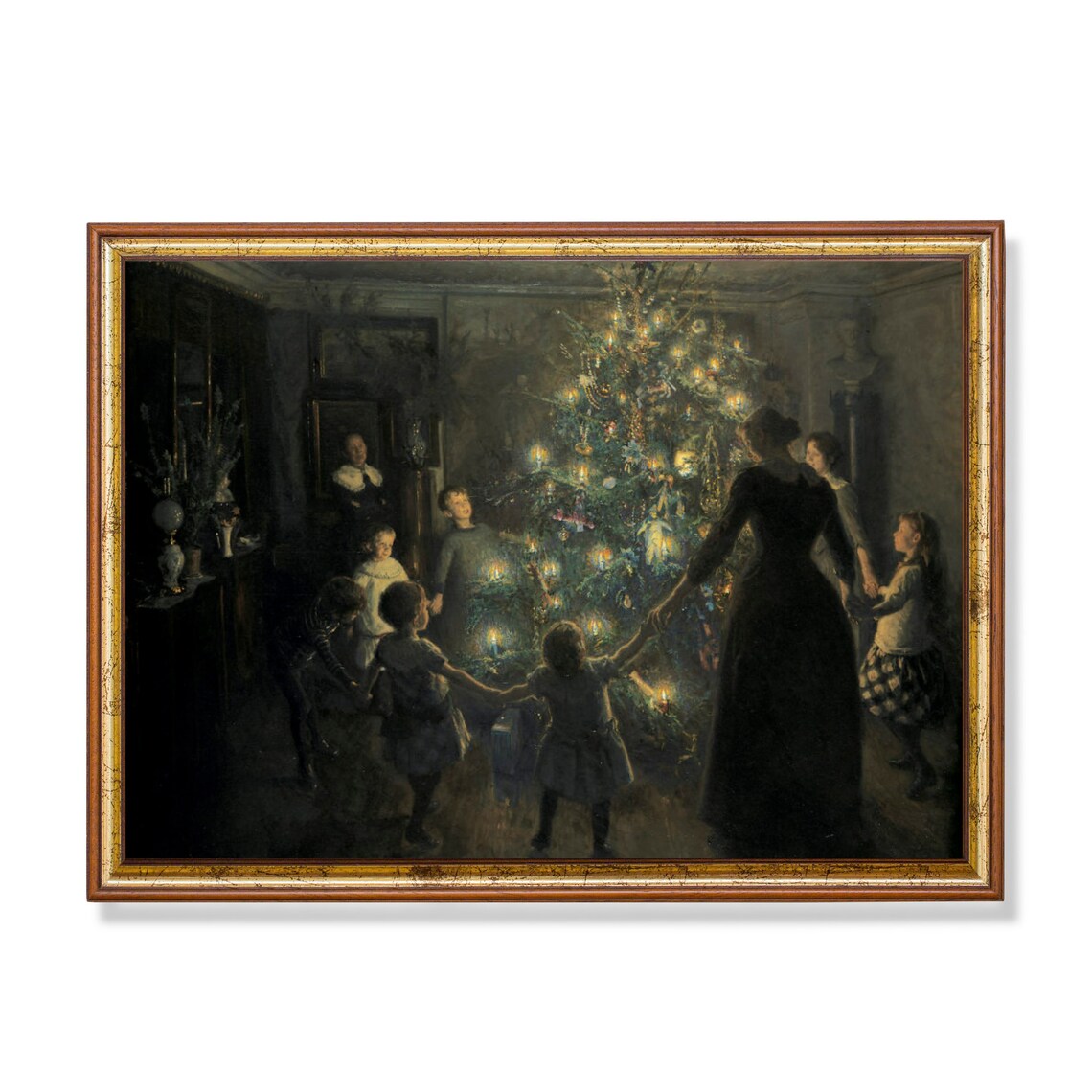 Vintage Christmas Eve Celebrations Oil Painting Art Print