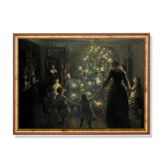 Vintage Christmas Eve Celebrations Oil Painting Art Print