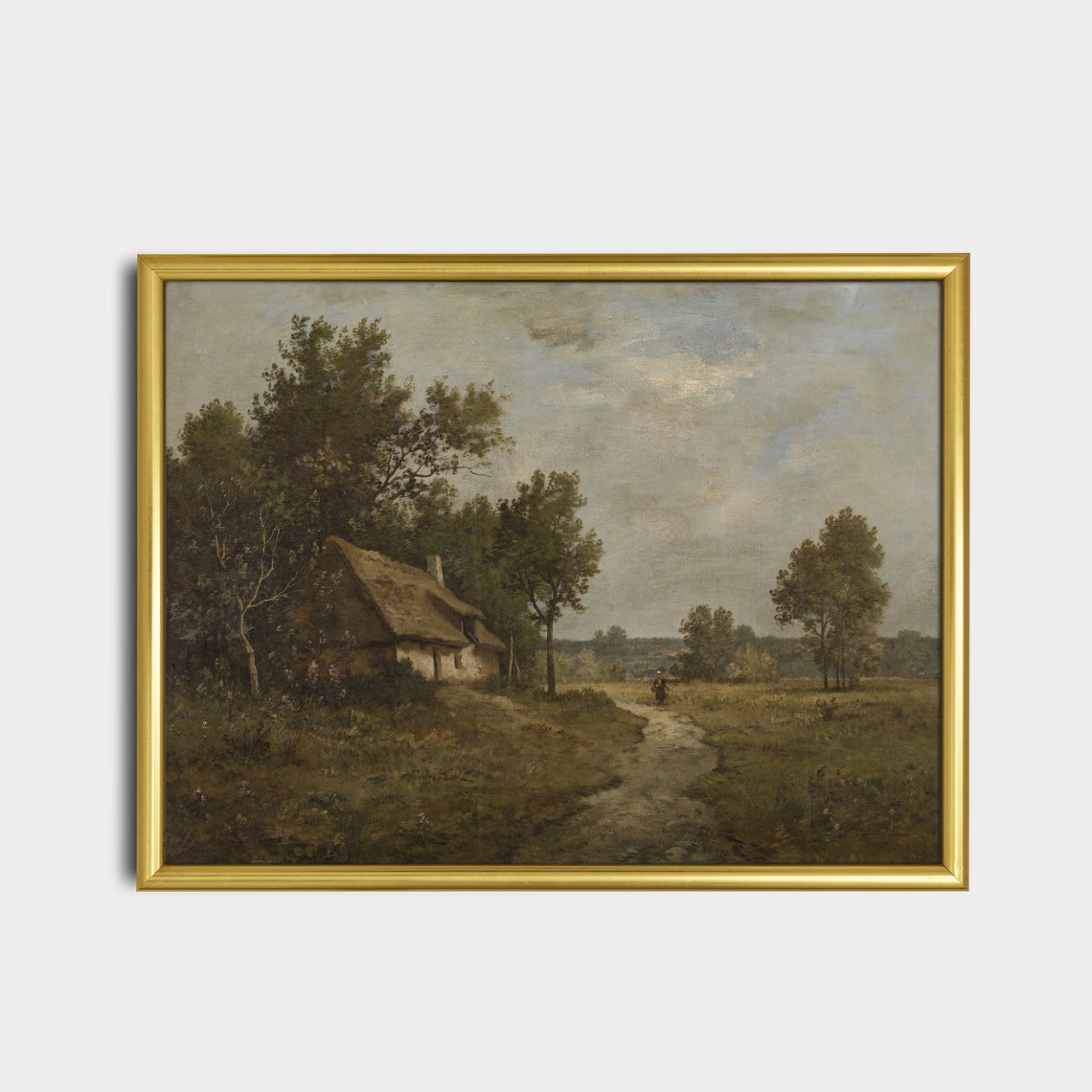 Thatched Cottage Beside a Country Path Barbizon School Poster - Image 2
