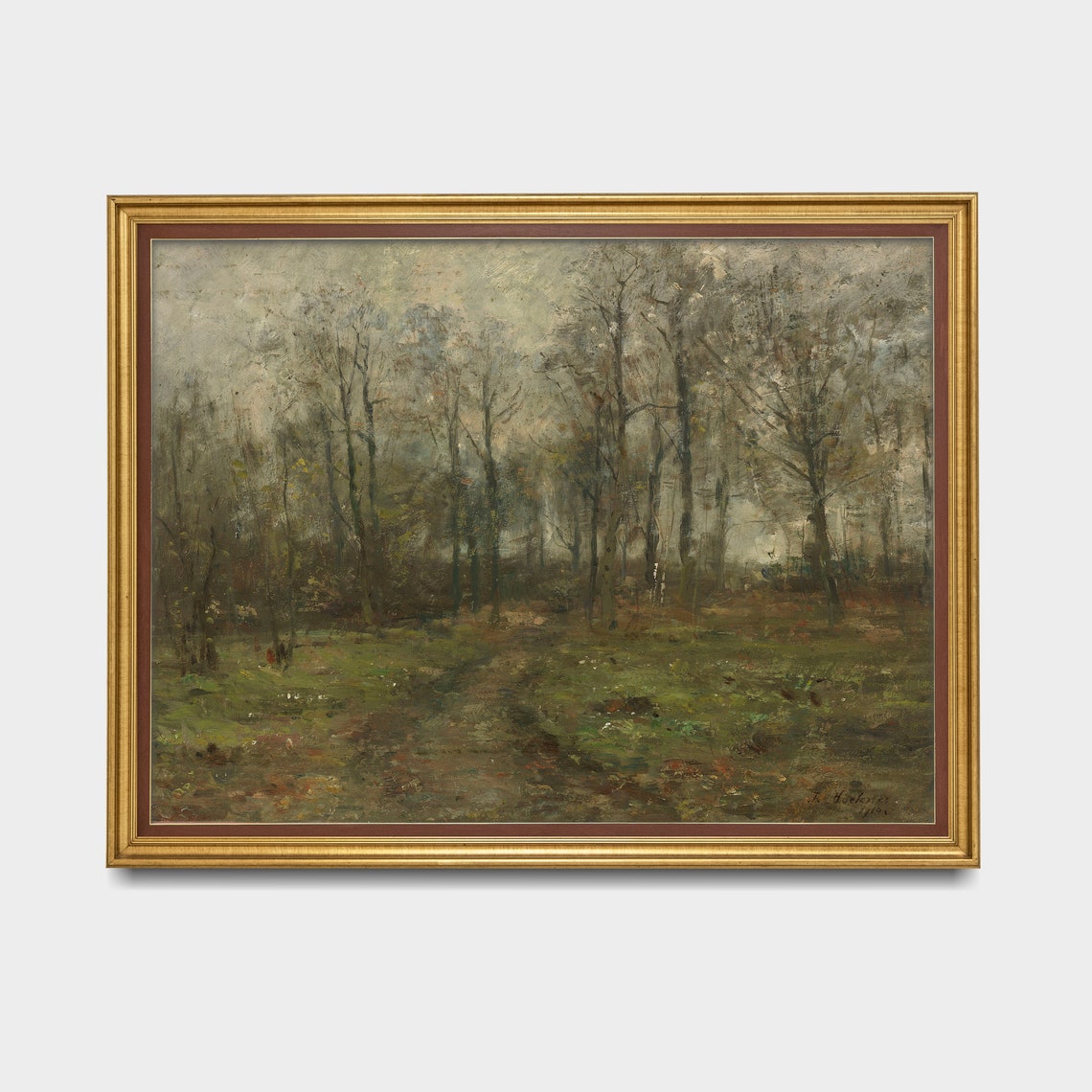 Misty Autumn Forest In Soft Fog Vintage Woodland Landscape Poster - Image 3
