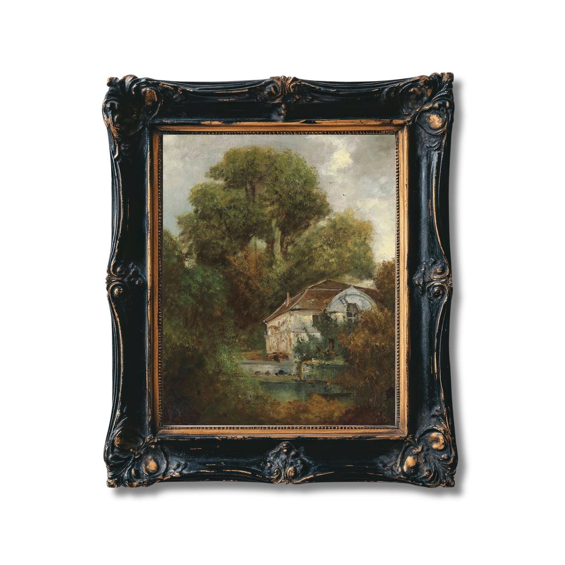Vintage Countryside Cottage Lush Trees Rustic Landscape Poster - Image 4