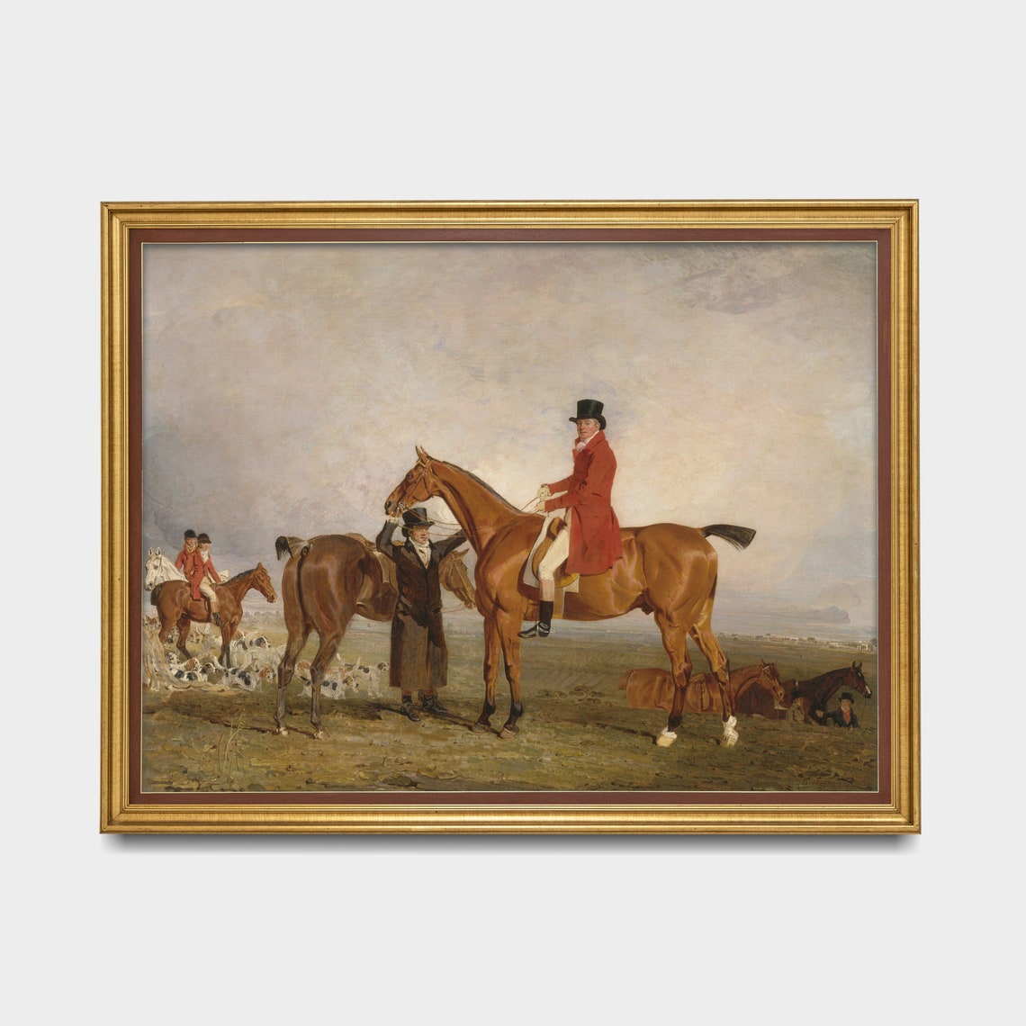 Huntsmen and Hounds Gathering Before the Hunt Painting Poster - Image 3