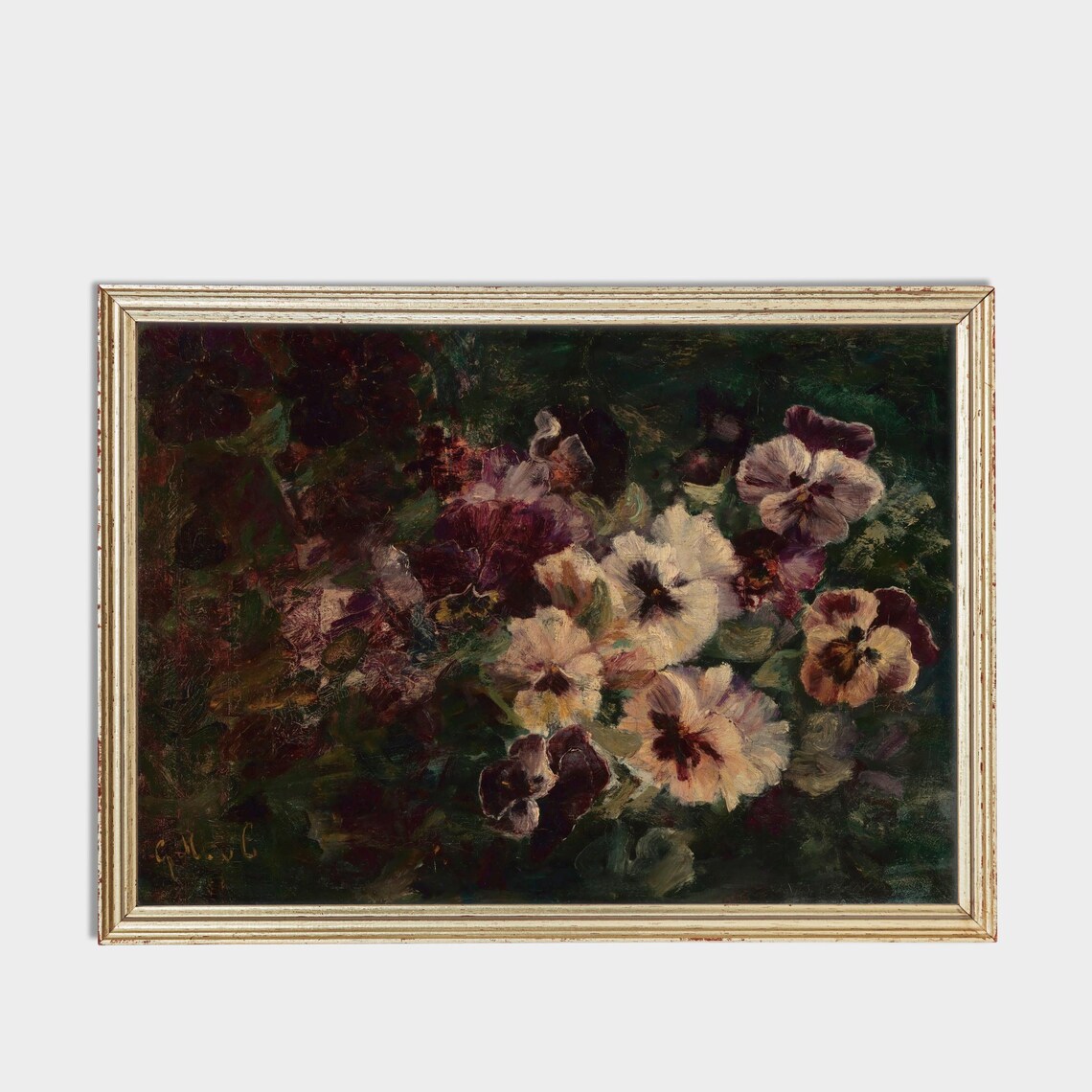 Vintage Pansies Still Life Art Print, Farmhouse Decor - Image 3
