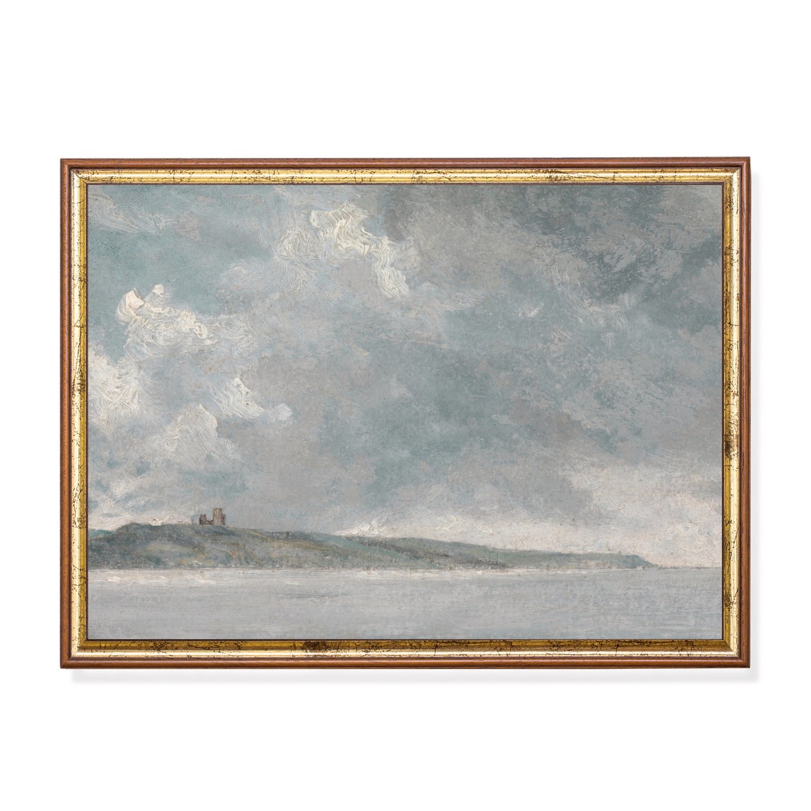 Moody Coastal Scene with a Distant Castle on the Cliff Poster