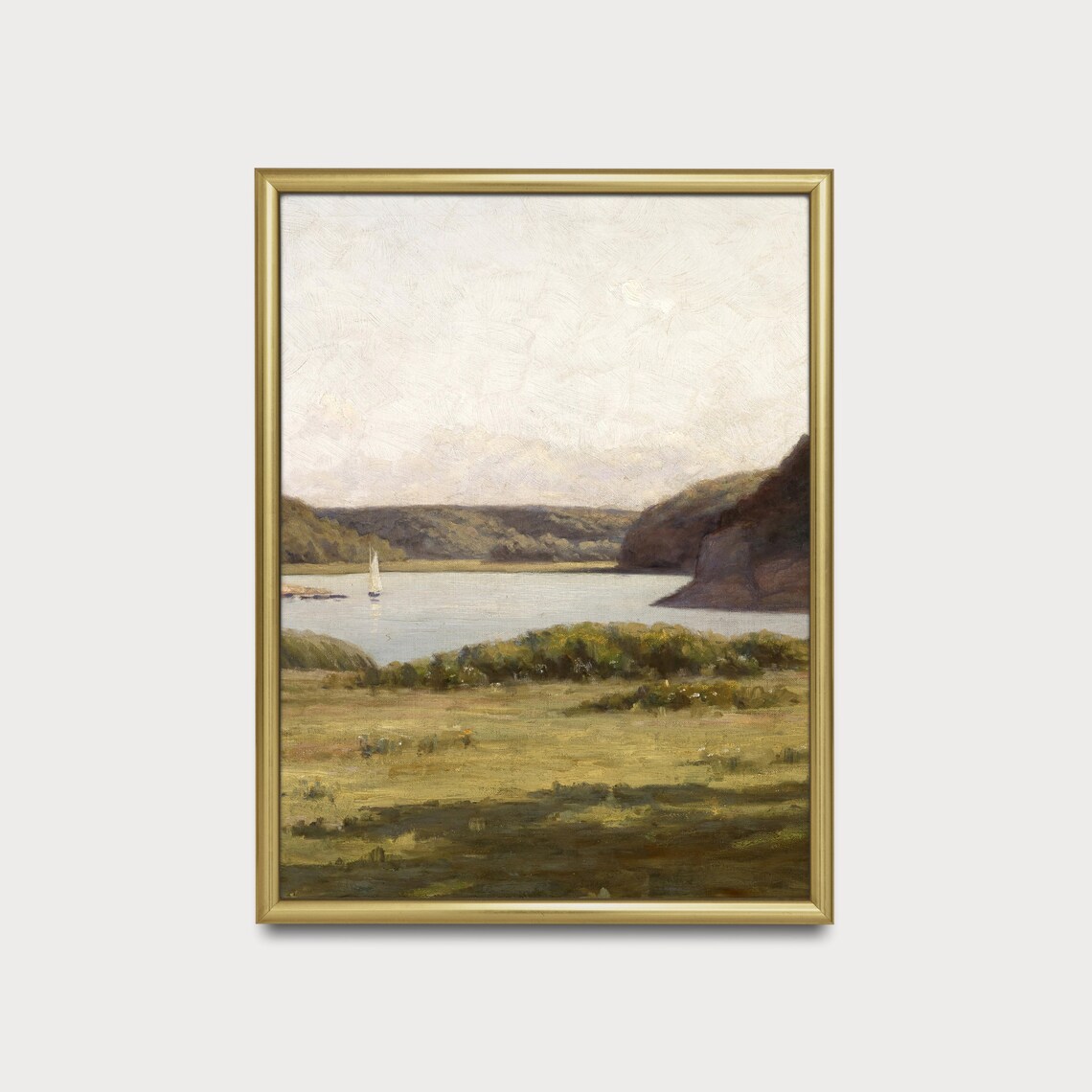 Green Landscape Painting Vintage Country Decor Art Print