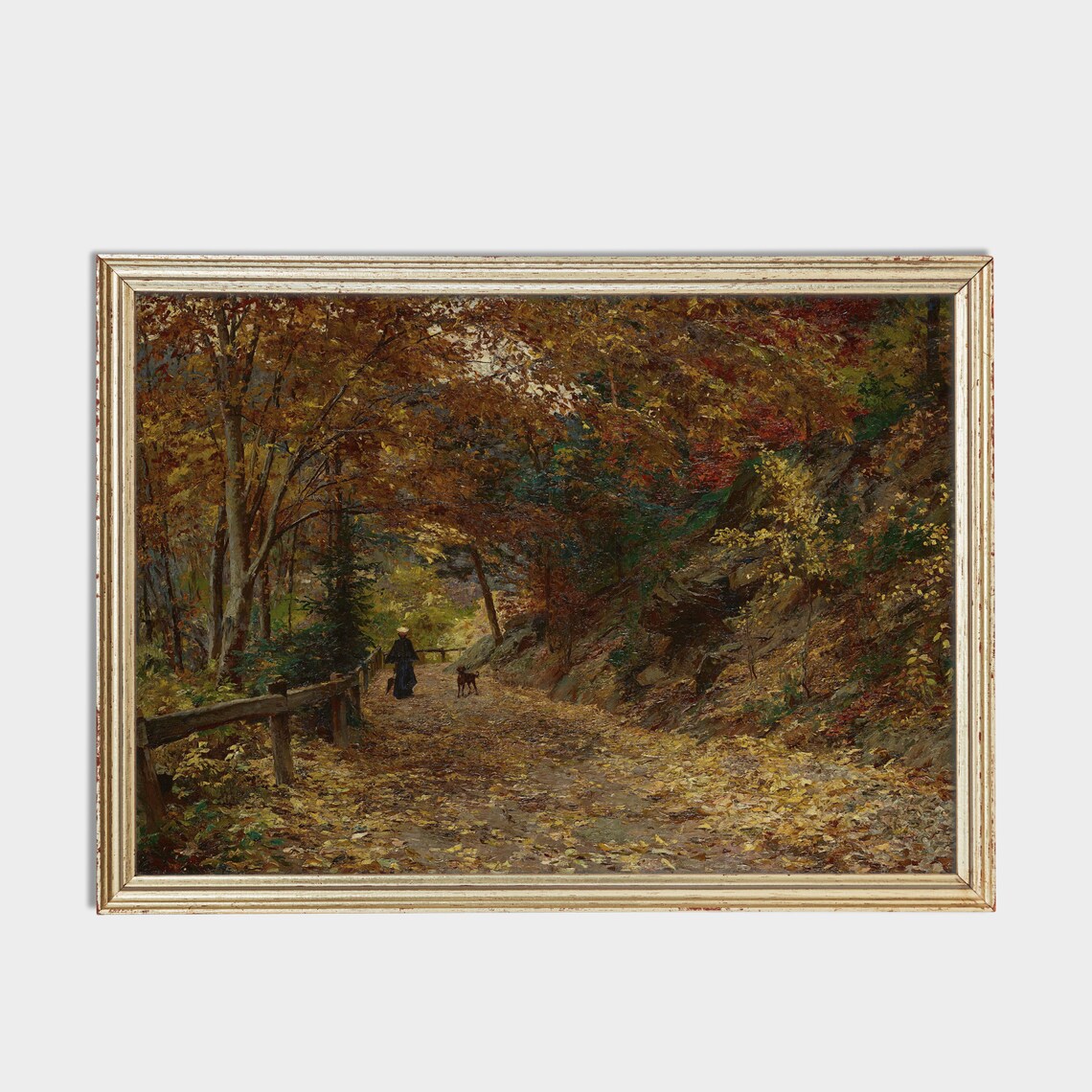 Vintage Fall Landscape Art Print, Rustic Autumn Scene - Image 2