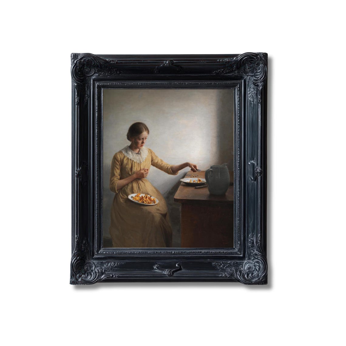 Danish Realism Young Woman Cleaning Chanterelle Mushrooms Art Poster - Image 4